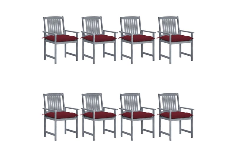 havestole med hynder 8 stk. massivt akacietræ grå - Grå - Havemøbler - Havestole - Spisebordsstole