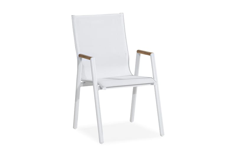 Las Vegas Armstol - Hvid/Teak - Havemøbler - Havestole - Spisebordsstole