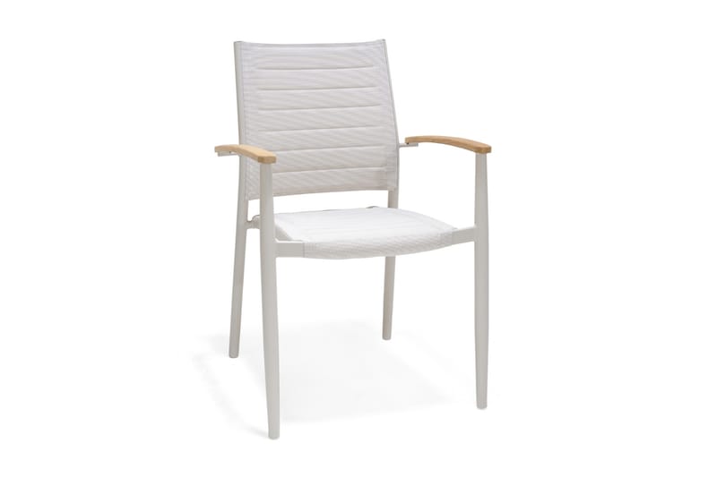 Portals Armstol - Hvid/Træ - Havemøbler - Havestole - Spisebordsstole udendørs