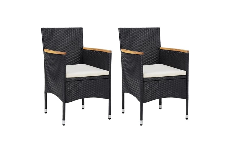 Spisebordsstole Til Haven 2 Stk. Polyrattan Sort - Sort - Havemøbler - Havestole - Spisebordsstole udendørs