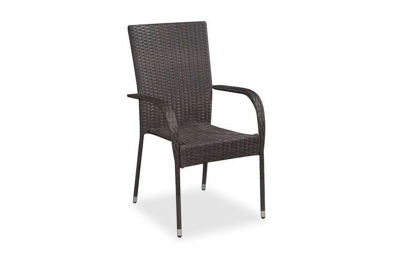 Stabelbare Havestole 2 Stk. Polyrattan Brun - Brun - Havemøbler - Havestole - Spisebordsstole udendørs