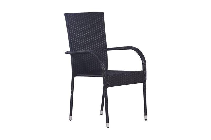 Stabelbare Havestole 2 Stk. Polyrattan Sort - Sort - Havemøbler - Havestole - Spisebordsstole udendørs