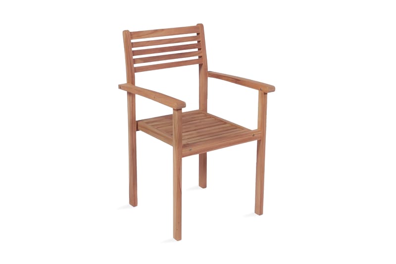 Stabelbare Havestole 4 Stk. Massivt Teaktræ - Brun - Havemøbler - Havestole - Spisebordsstole udendørs