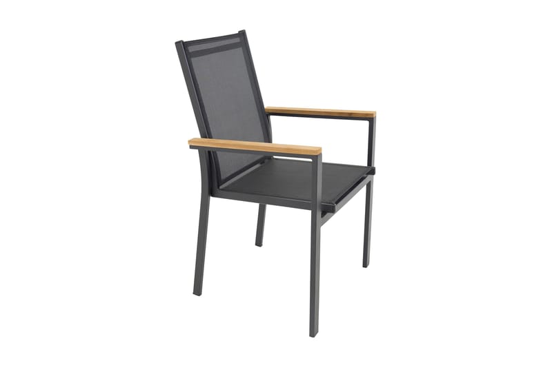 Texas Armstol Stabelbar - Sort/Teak - Havemøbler - Havestole - Spisebordsstole