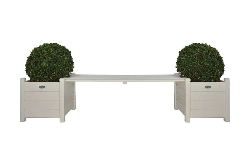 Esschert Design plantekasser CF33W med bænk imellem, hvide - Hvid - Havemøbler - Øvrigt havetilbehør - Tilbehør udendørs - Havekrukker