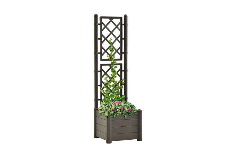 Plantekasse Med Espalier 43x43x142 cm Pp Antracitgrå - Antracit - Have - Havearbejde & dyrkning - Dyrkning - Urtepotteskjulere & blomsterkrukker - Blomsterkasser