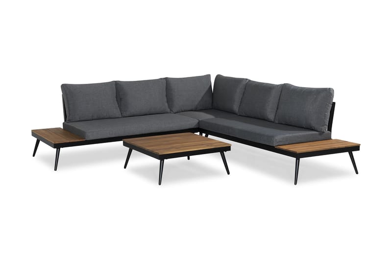Amalfi Loungesæt - Akacie/Grå/Sort - Havemøbler - Loungemøbler - Loungesæt