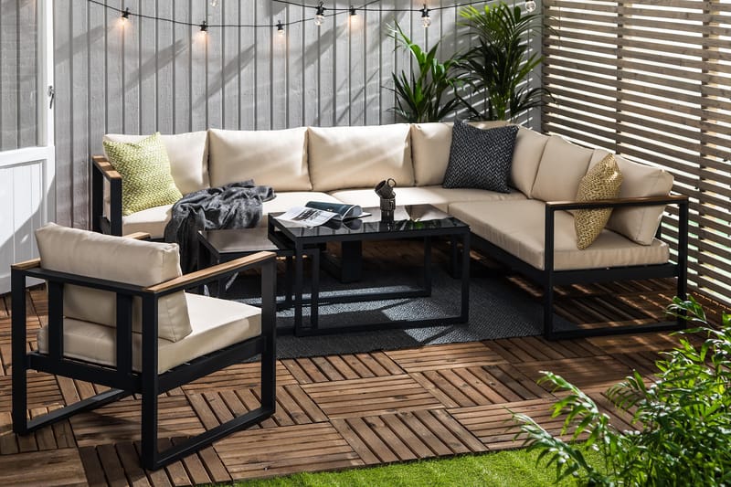 Aspvik Loungesæt - Sort/Teak - Havemøbler - Loungemøbler - Loungesæt