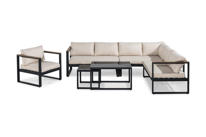 Aspvik Loungesæt - Sort/Teak - Havemøbler - Loungemøbler - Sofagrupper udendørs