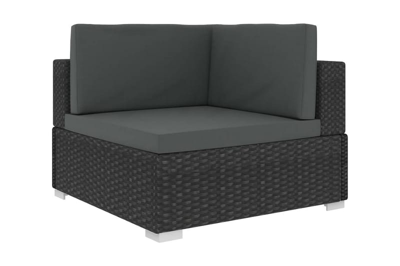 Haveloungesæt 8 dele med hynder polyrattan sort - Sort - Havemøbler - Loungemøbler - Loungesæt