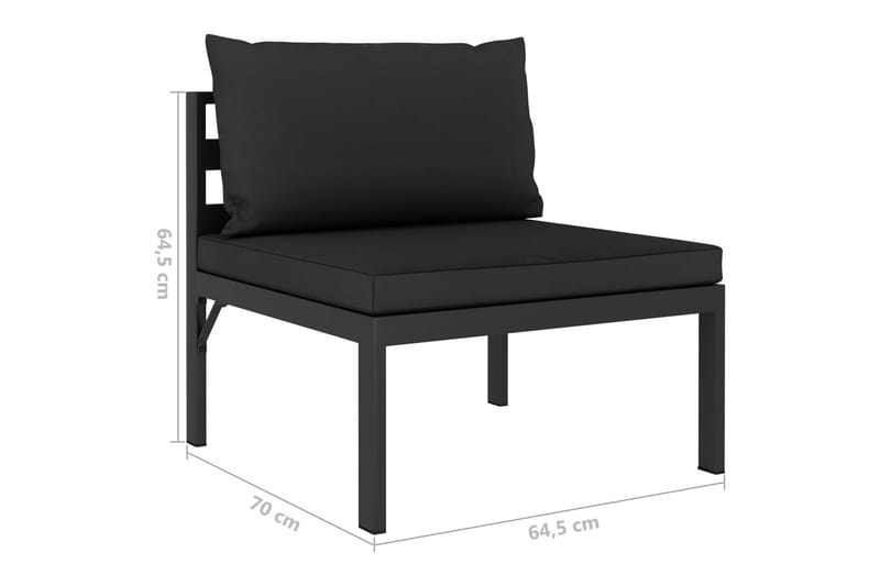 Loungesæt med Hynder 6 Dele Aluminium Antracitgrå - Grå - Havemøbler - Loungemøbler - Loungesæt