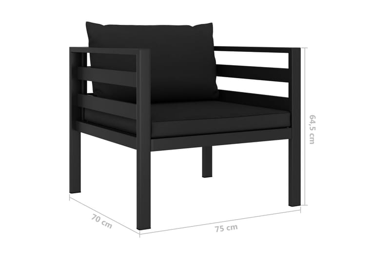 Loungesæt med Hynder 6 Dele Aluminium Antracitgrå - Grå - Havemøbler - Loungemøbler - Loungesæt