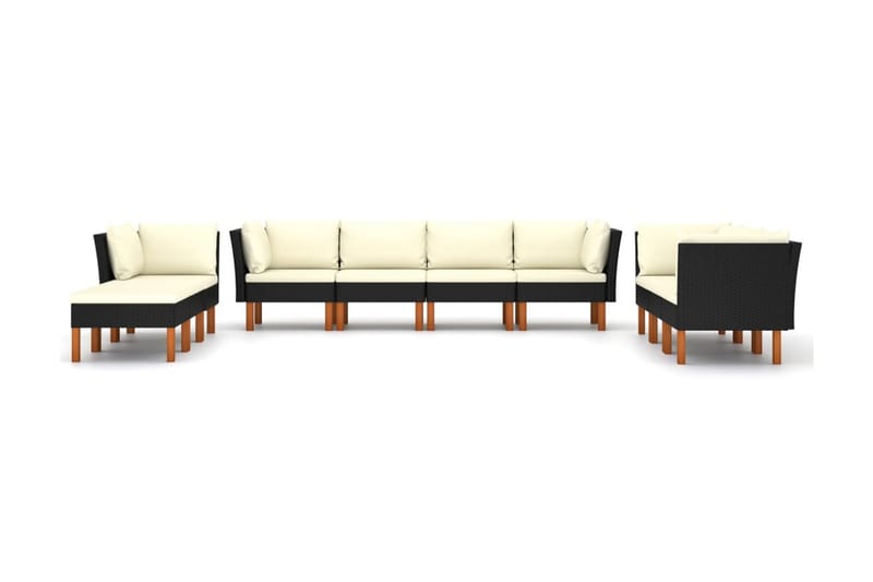 loungesæt til haven 10 dele med hynder polyrattan sort - Sort - Havemøbler - Loungemøbler - Loungesæt