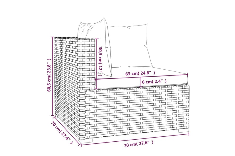 loungesæt til haven 5 dele med hynder polyrattan sort - Sort - Havemøbler - Loungemøbler - Loungesæt