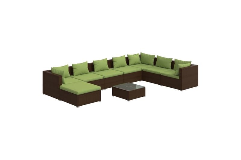 loungesæt til haven 9 dele med hynder polyrattan brun - Brun - Havemøbler - Loungemøbler - Loungesæt