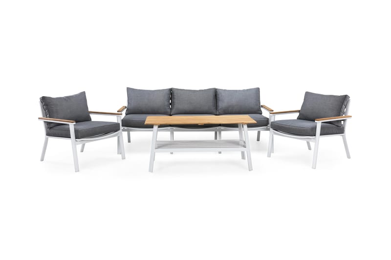 Oliver Sofagruppe - Hvid/Teak - Havemøbler - Loungemøbler - Sofagrupper udendørs