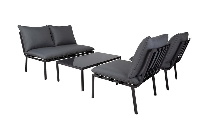 Online Loungesæt 2-Pers. + 2 Lænestoler Glas/Mørkegrå - Martinsen - Havemøbler - Loungemøbler - Sofagrupper udendørs
