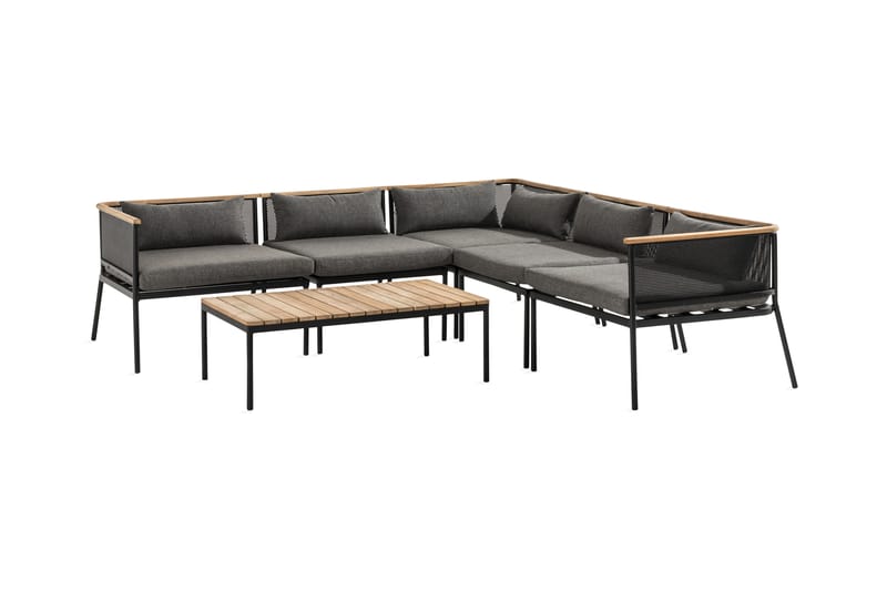 Safira Loungesæt - Sort/Teak - Havemøbler - Loungemøbler - Loungesæt