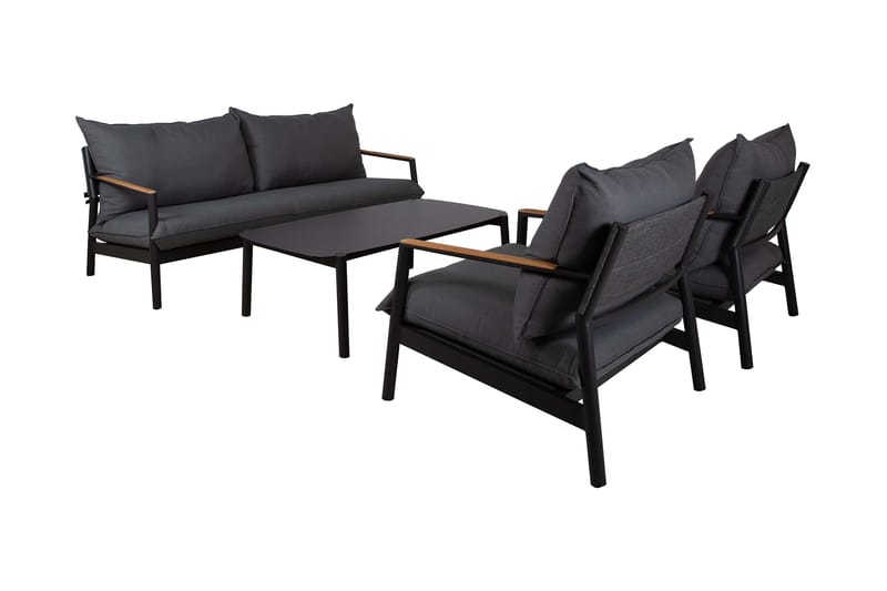 Seattle Loungesæt 3-Pers. + 2 Lænestoler Glas/Mørkegrå - Martinsen - Havemøbler - Loungemøbler - Sofagrupper (ude)