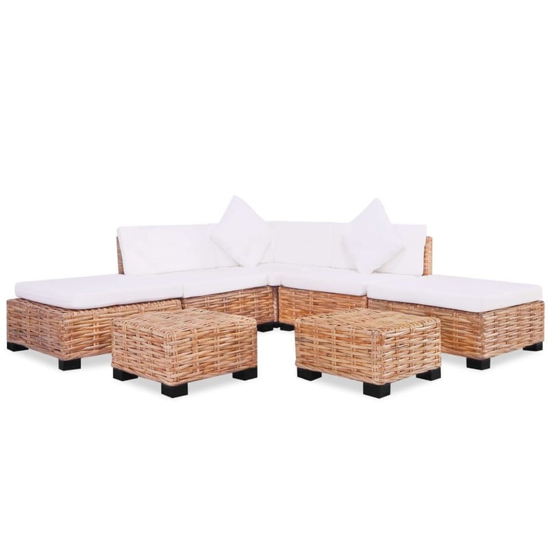 Sofasæt 18 Dele Naturlig Rattan - Brun - Havemøbler - Loungemøbler - Sofagrupper udendørs