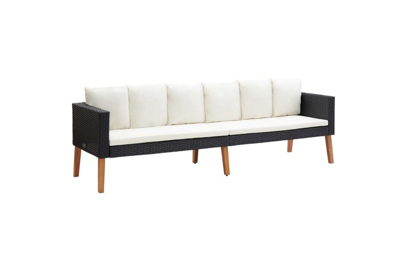 3-personers havesofa med hynder polyrattan sort - Sort - Havemøbler - Loungemøbler - Loungesofaer