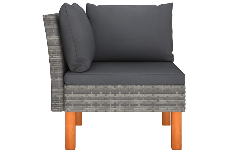 hjørnedel til sofa polyrattan og massivt eukalyptustræ - Grå - Havemøbler - Loungemøbler - Moduler - Hjørnemodul havesofa