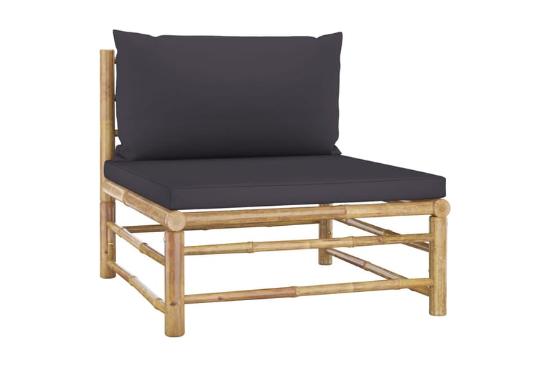 midterdel til havesofa med mørkegrå hynder bambus - Brun - Havemøbler - Loungemøbler - Moduler