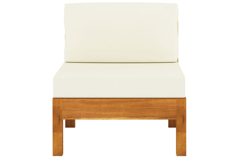 midterdel til sofa cremefarvde hynder massivt akacietræ - Creme - Havemøbler - Loungemøbler - Moduler