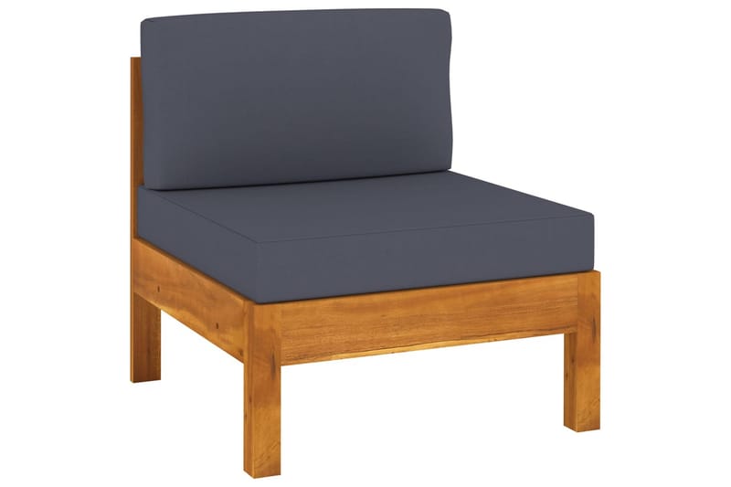 midterdel til sofa med mørkegrå hynder massivt akacietræ - Grå - Havemøbler - Loungemøbler - Moduler - Midtermodul havesofa