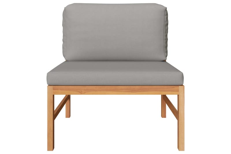 midterdel til sofa med mørkegrå hynder massivt teaktræ - Grå - Havemøbler - Loungemøbler - Moduler - Midtermodul havesofa