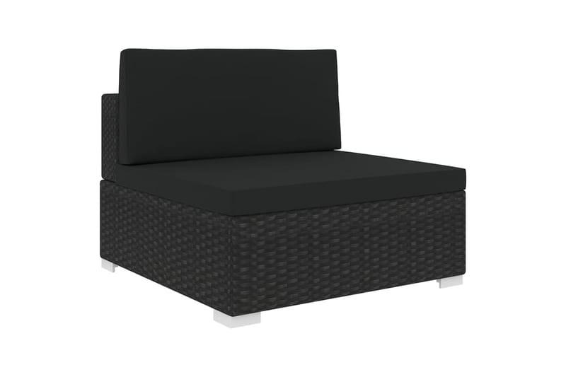 Midtersæde Til Sofa Med Hynder Polyrattan Sort - Havemøbler - Loungemøbler - Moduler - Midtermodul havesofa