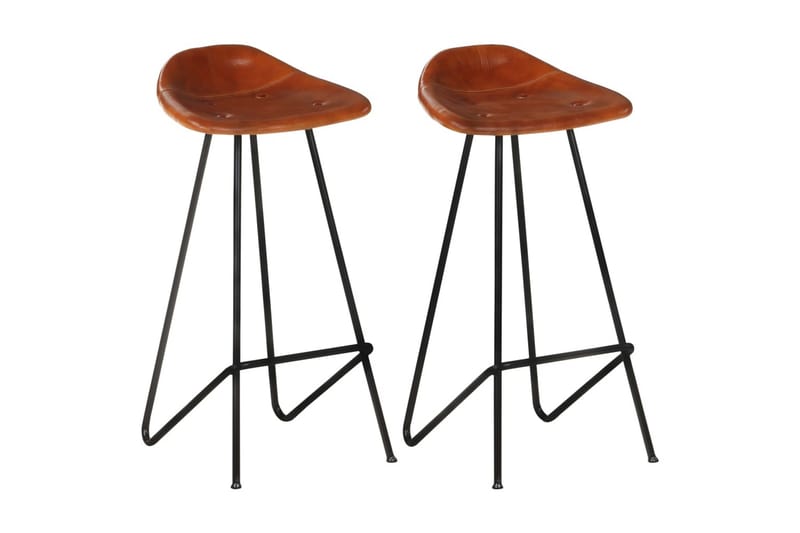 barstole 2 stk. ægte skind brun - Brun - Havemøbler - Solafskærmning - Markiser - Terrassemarkise