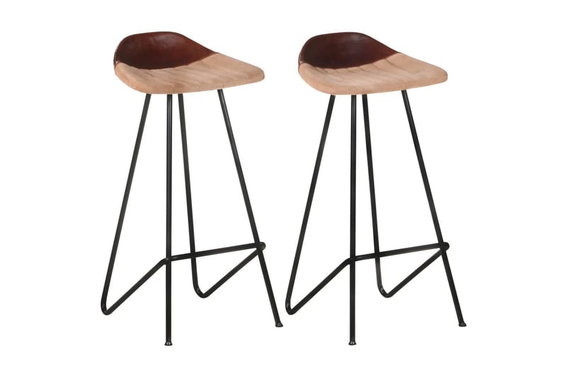 barstole 2 stk. ægte skind brun - Brun - Havemøbler - Solafskærmning - Markiser