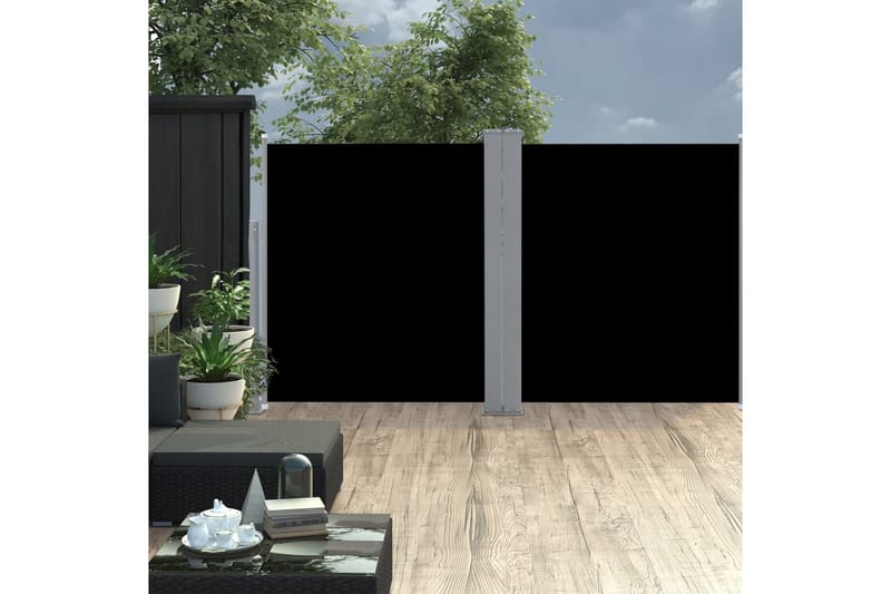 dobbelt sidemarkise til terrassen 170 x 600 cm sort - Sort - Havemøbler - Solafskærmning - Markiser - Sidemarkise