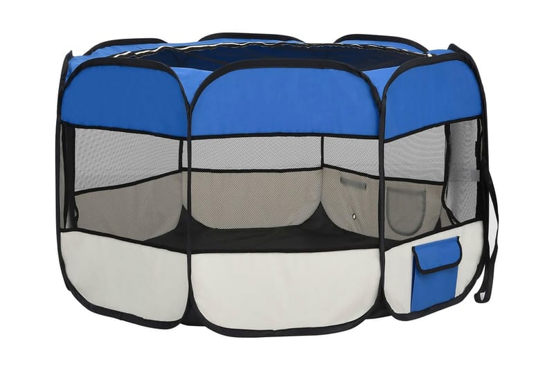 foldbar hundegård med bæretaske 110x110x58 cm blå - Blå - Havemøbler - Solafskærmning - Markiser - Terrassemarkise