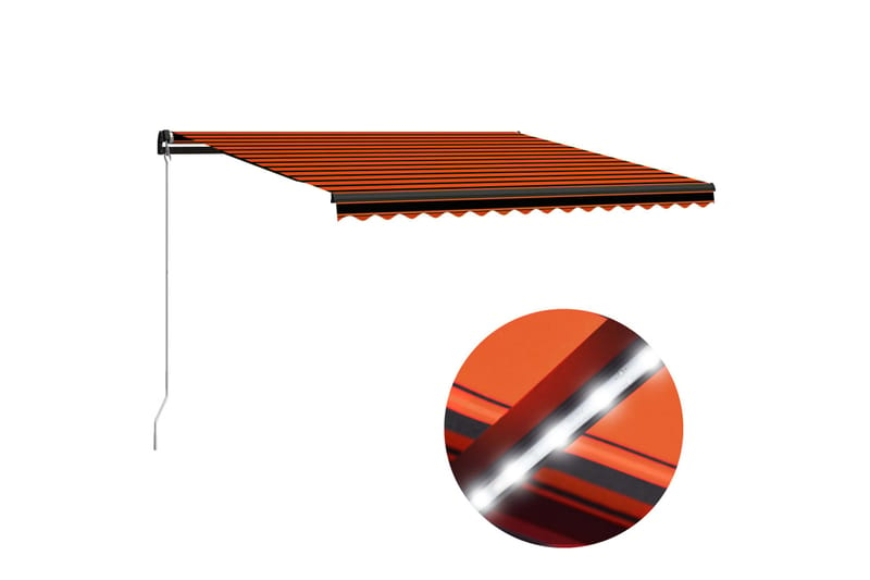 Foldemarkise Manuel Betjening m. Led 450X300cm Orange & Brun - Havemøbler - Solafskærmning - Markiser - Vinduesmarkise