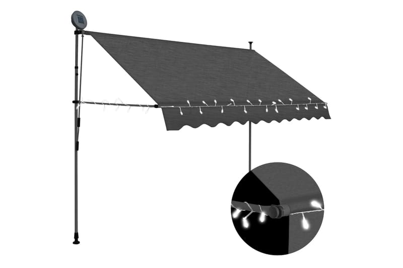 foldemarkise manuel betjening med LED 300 cm antracitgrå - Grå - Havemøbler - Solafskærmning - Markiser