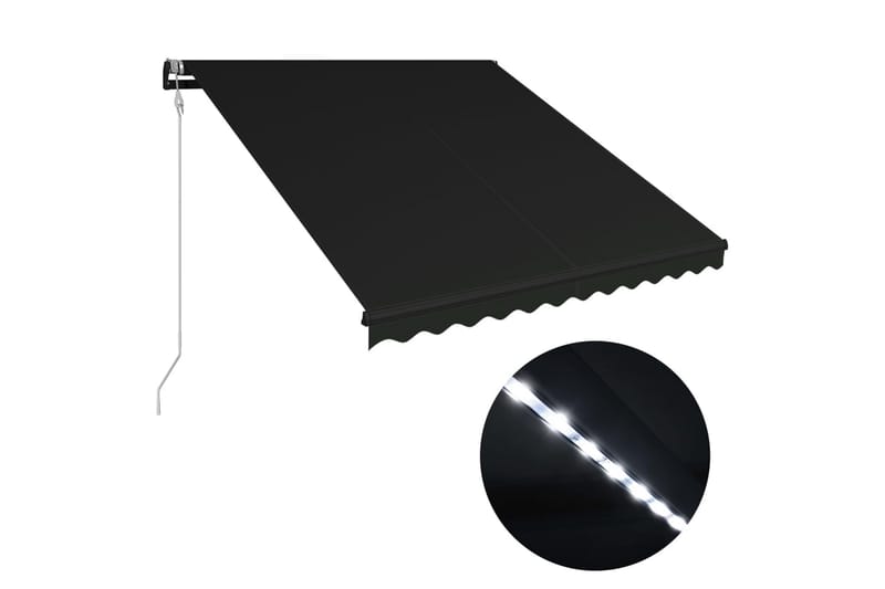 foldemarkise med vindsensor og LED 350 x 250 cm antracitgrå - Grå - Havemøbler - Solafskærmning - Markiser