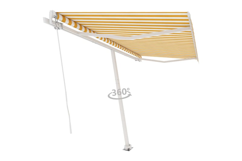 fritstående markise 450x350 cm manuel betjening gul/hvid - Gul - Havemøbler - Solafskærmning - Markiser - Terrassemarkise