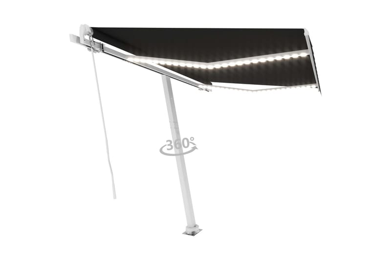 markise m. LED-lys 300x250 cm manuel betjening antracitgrå - Antracit - Havemøbler - Solafskærmning - Markiser