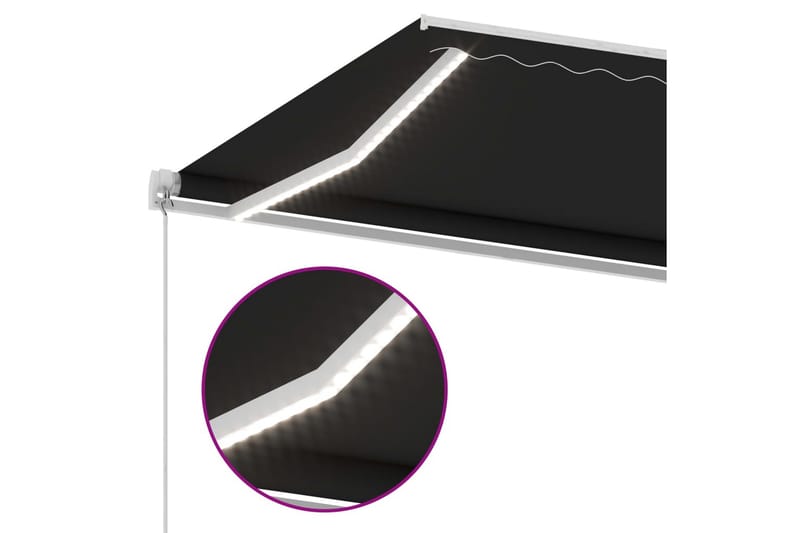 markise m. LED-lys 300x250 cm manuel betjening antracitgrå - Antracit - Havemøbler - Solafskærmning - Markiser