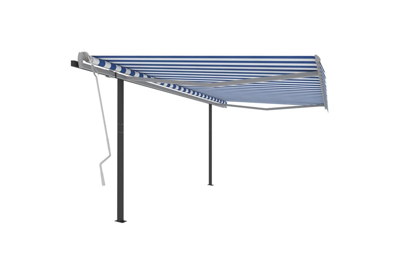 markise m. stolper 4x3 m automatisk betjening blå og hvid - Blå - Havemøbler - Solafskærmning - Markiser - Terrassemarkise