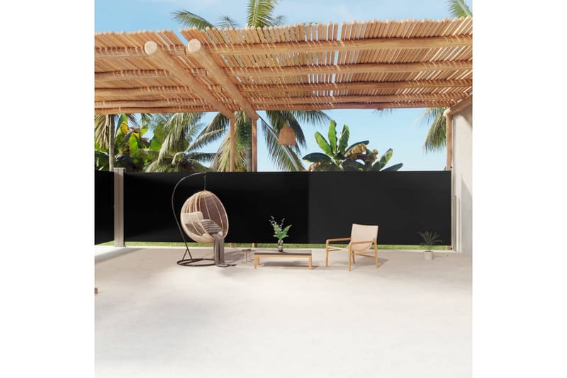 sammenrullelig sidemarkise 180x1200 cm sort - Sort - Havemøbler - Balkon - Sikkerhed & læhegn balkon - Altanafskærmning