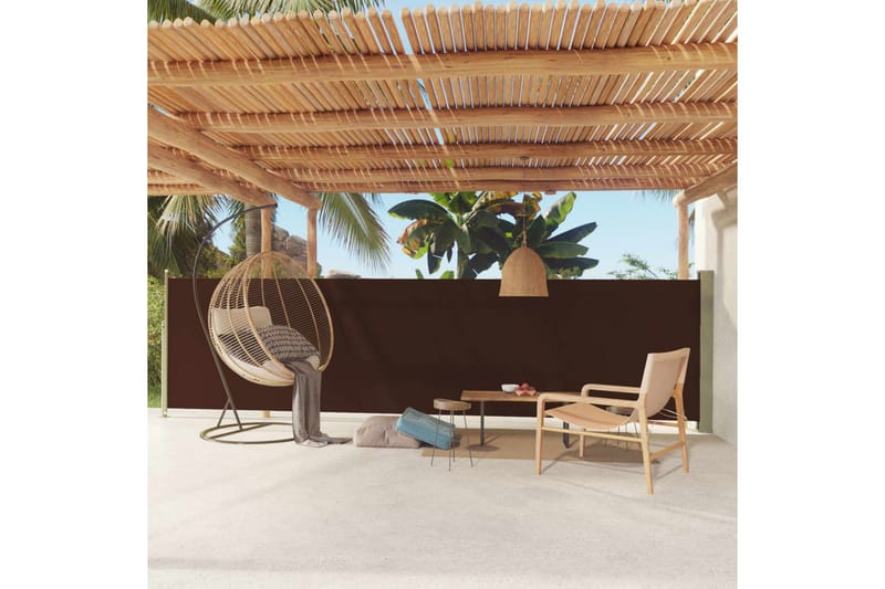 sammenrullelig sidemarkise til terrassen 140x600 cm brun - Brun - Havemøbler - Solafskærmning - Markiser