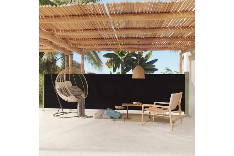 sammenrullelig sidemarkise til terrassen 140x600 cm sort - Sort - Havemøbler - Solafskærmning - Markiser