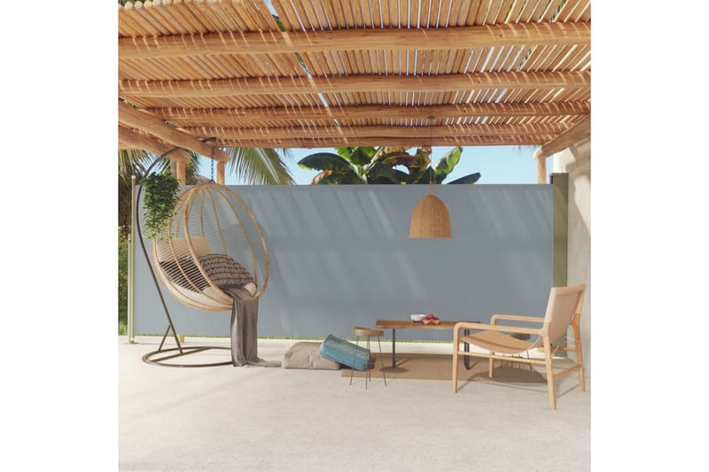 sammenrullelig sidemarkise til terrassen 200x500 cm grå - Grå - Havemøbler - Solafskærmning - Markiser