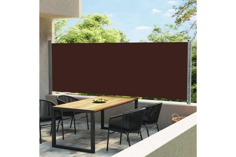 Sammenrullelig sidemarkise til terrassen 600x160 cm brun - Brun - Havemøbler - Solafskærmning - Markiser