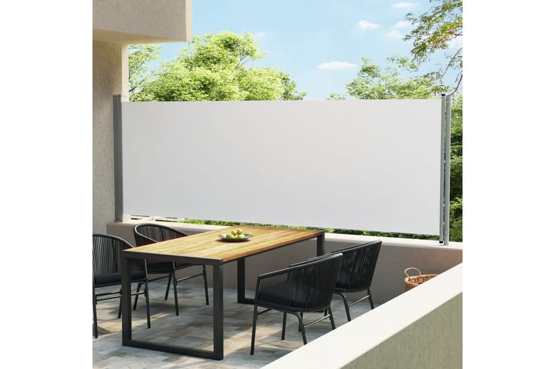 Sammenrullelig sidemarkise til terrassen 600x160 cm - Creme - Havemøbler - Balkon - Sikkerhed & læhegn balkon - Altanafskærmning