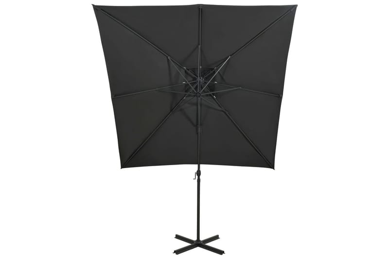 hængeparasol med dobbelt top 250x250 cm antracitgrå - Antracit - Havemøbler - Solafskærmning - Parasoller - Hængeparasol