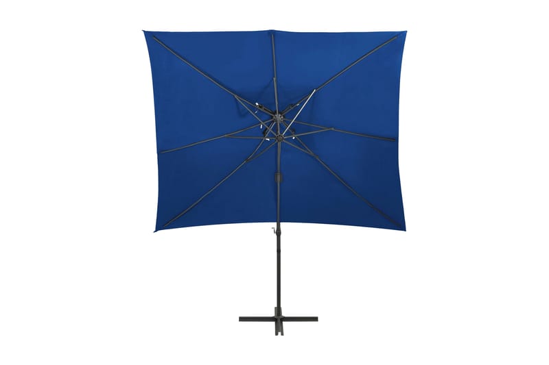 hængeparasol med dobbelt top 250x250 cm azurblå - Blå - Havemøbler - Solafskærmning - Parasoller - Hængeparasol